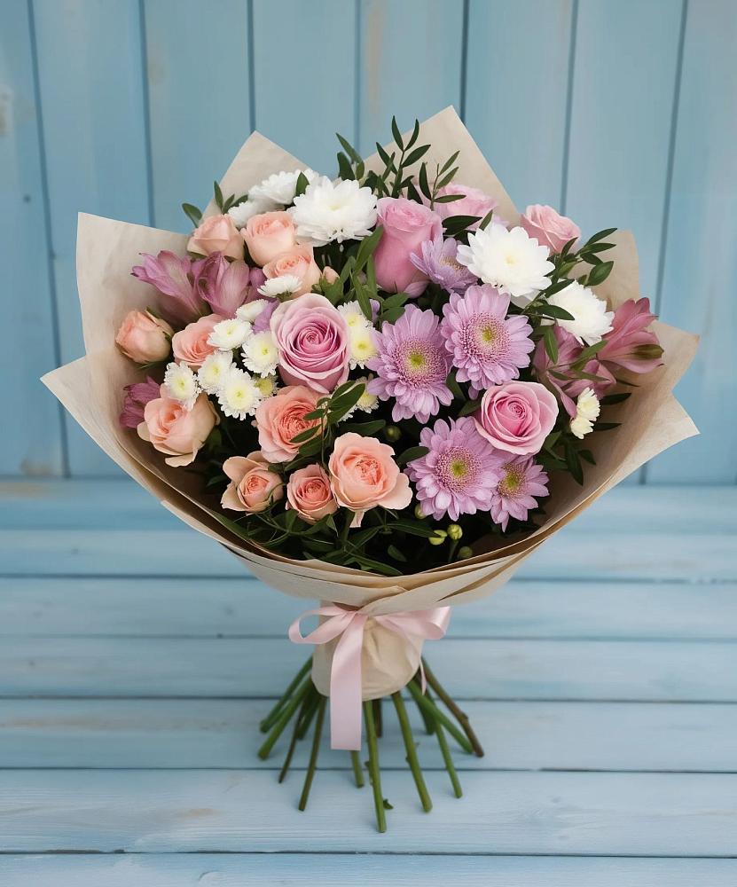 Букет цветов из: Хризантемы, Розы и Альстромерии в Судаке