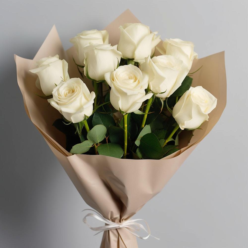 Букет 9 Белых роз Эдлесс Лав в Судаке