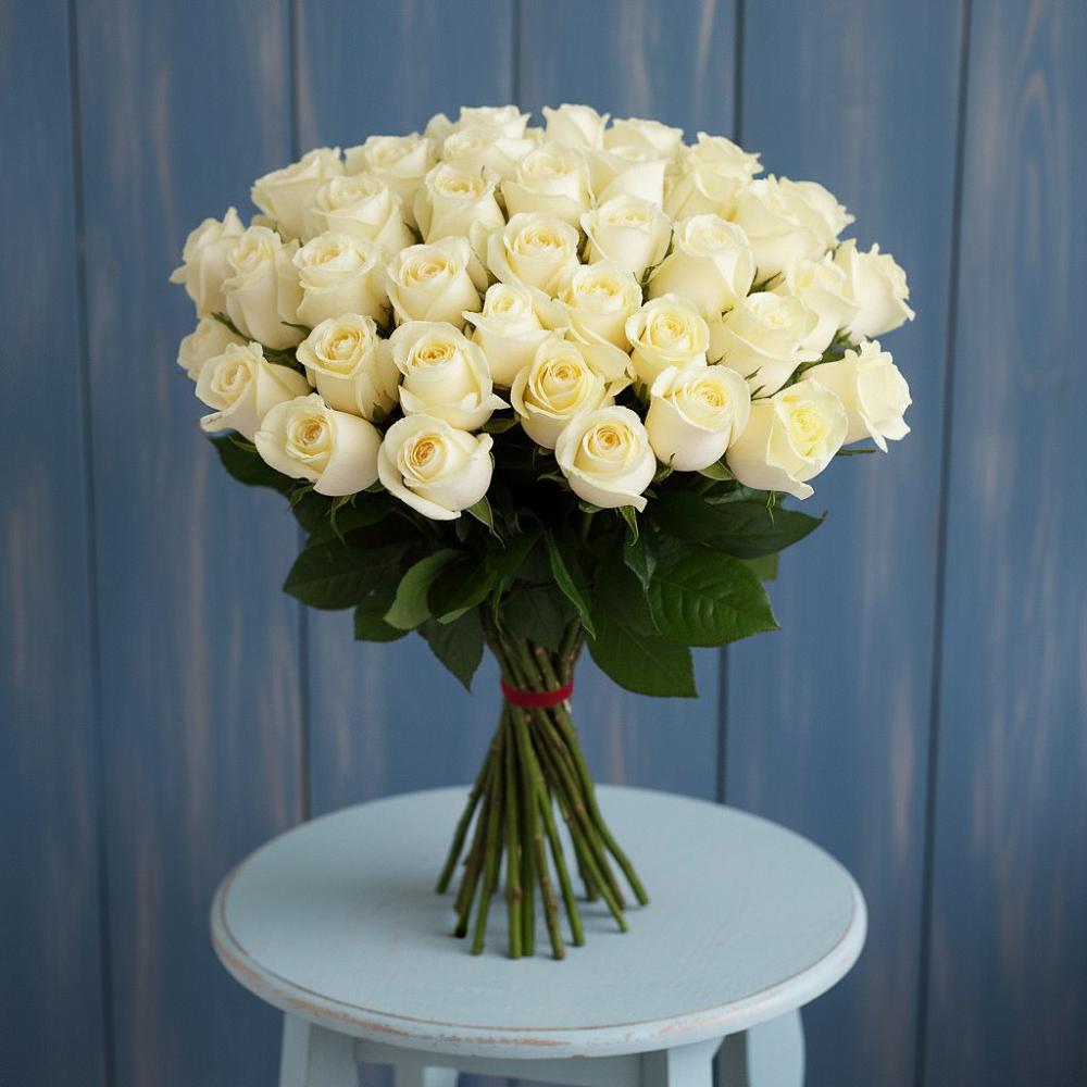 Букет 51 Белая роза Эдлесс Лав в Судаке