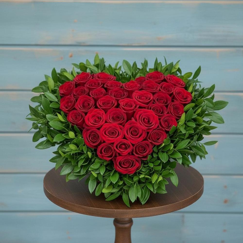 Цветочная композиция из Розы в виде сердца в Судаке