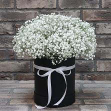 Цветочная композиция из Гипсофила в шляпной коробке в Судаке