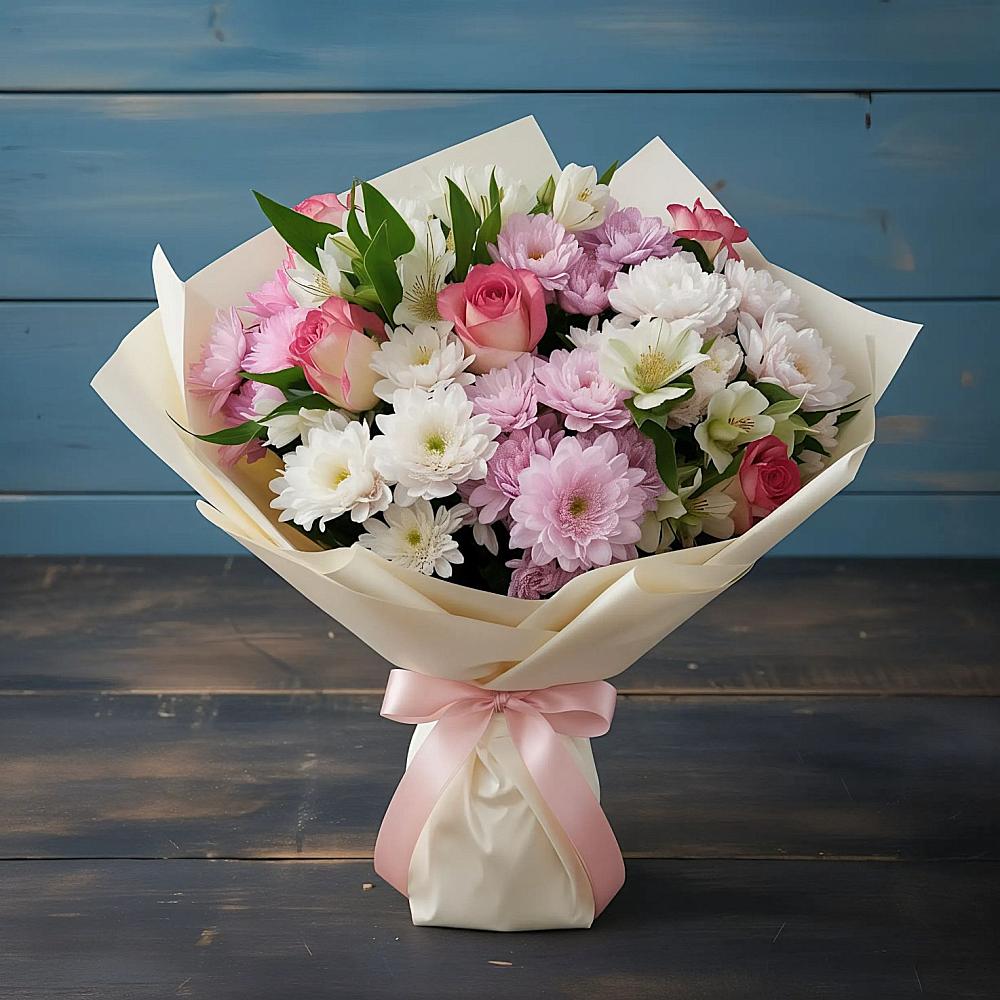 Букет цветов из: Хризантемы, Альстромерии и Розы в Судаке